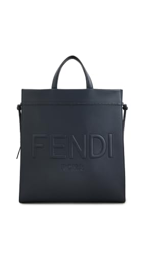 Pre-Loved Fendi Navy Calfskin Medium Shopper Tote