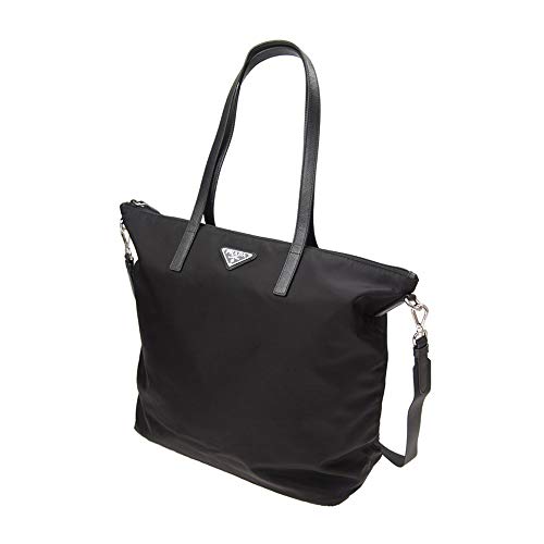 Prada Black Tessuto Nylon Convertible Shopping Tote Shoulder Bag New