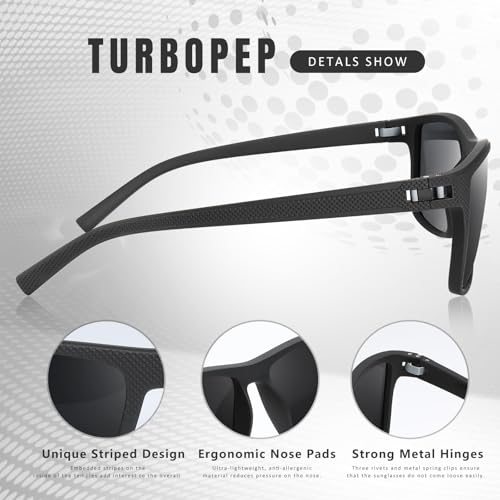 TURBOPEP Square Polarized UV Protection Sunglasses for Men and Women