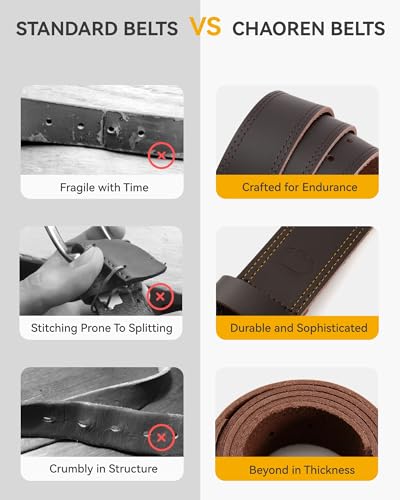 CHAOREN Men's Full-Grain Leather Casual Belt for Jeans