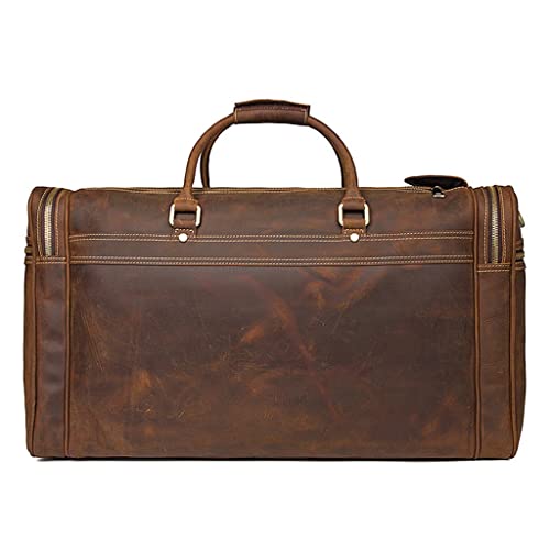 HBJWOV Travel Bag Cow Leather Big Travel Duffel Cowhide Weekend Bag Man Genuine Leather Luggage Bag