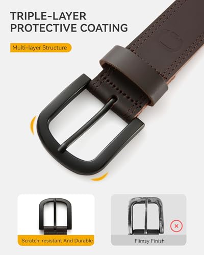 CHAOREN Men's Full-Grain Leather Casual Belt for Jeans