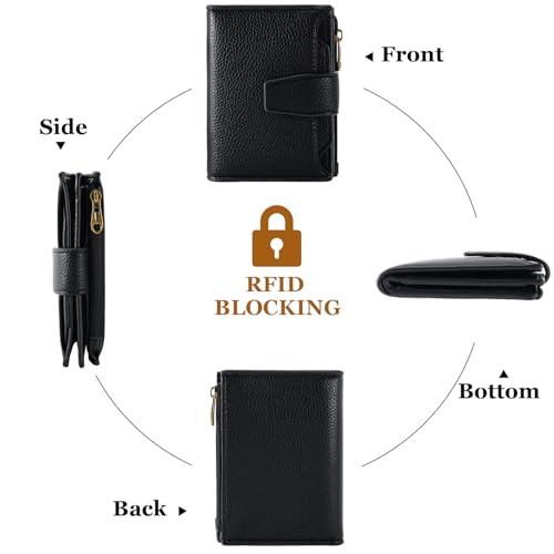 Airkit Women's Compact Leather RFID Bifold Wallet with ID Window