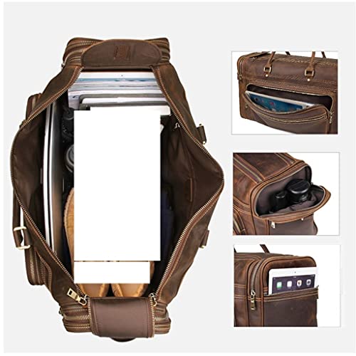 HBJWOV Travel Bag Cow Leather Big Travel Duffel Cowhide Weekend Bag Man Genuine Leather Luggage Bag
