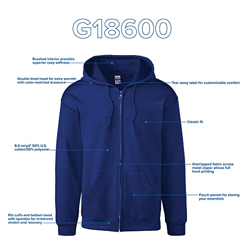 Gildan unisex-adult Fleece Zip Hoodie Sweatshirt, Style G18600, Multipack
