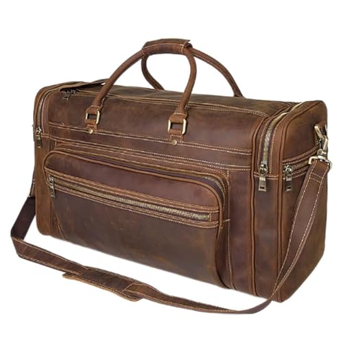HBJWOV Travel Bag Cow Leather Big Travel Duffel Cowhide Weekend Bag Man Genuine Leather Luggage Bag