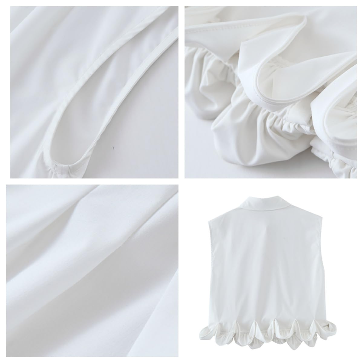 GUTEDFPO Women's Lapel Splicing Petal Hem Button Sleeveless T-Shirt Summer Fashion Shirt Loose Casual Top