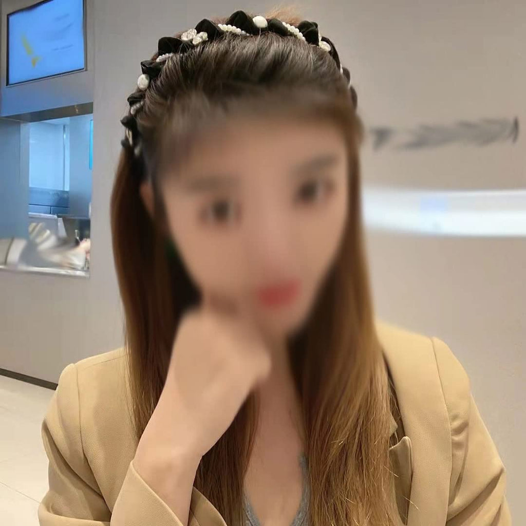 Pleated Pearl and Rhinestone Thin Headband Hair Accessory