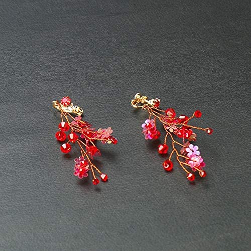 Handmade Red Crystal Flower Bridal Hairband Wedding Crown