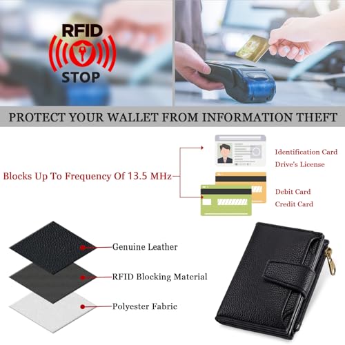 Airkit Women's Compact Leather RFID Bifold Wallet with ID Window