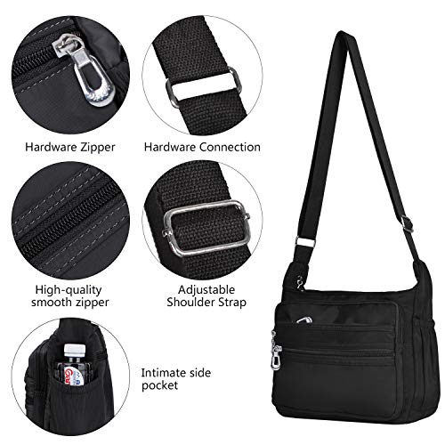 Crossbody Bag for Women Waterproof Shoulder Bag Multi Pockets Nylon Purse