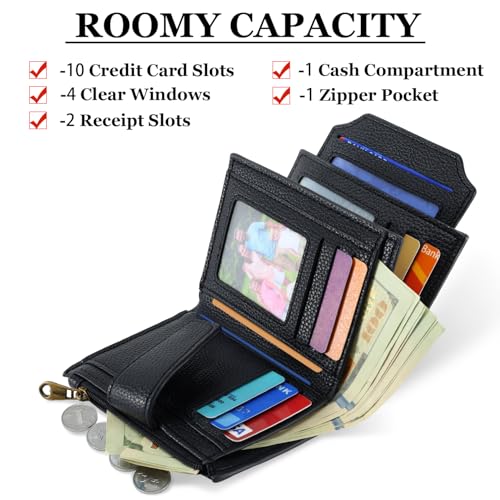 Airkit Women's Compact Leather RFID Bifold Wallet with ID Window