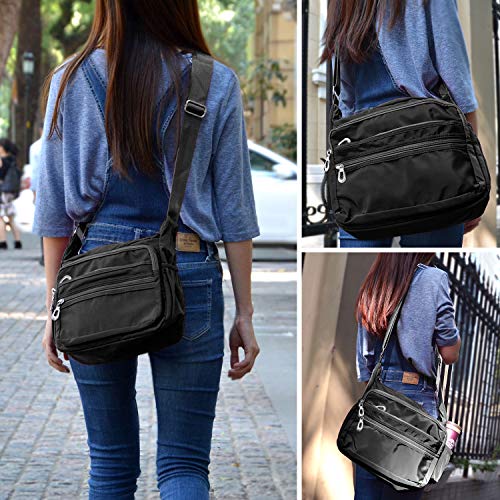 Crossbody Bag for Women Waterproof Shoulder Bag Multi Pockets Nylon Purse