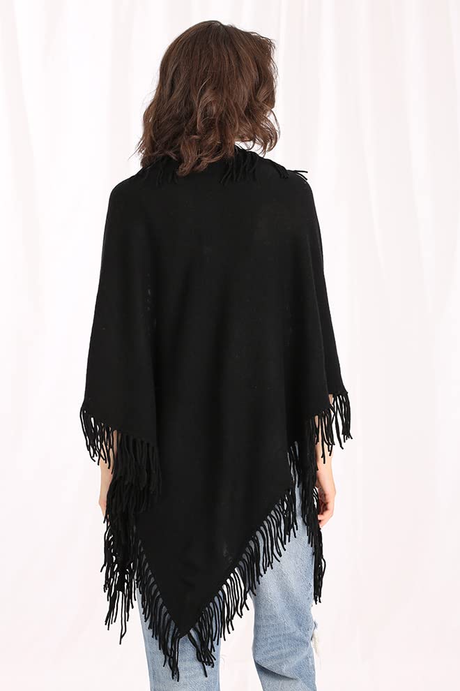 Minnie Rose Women's Cashmere Fringe Shawl Wrap