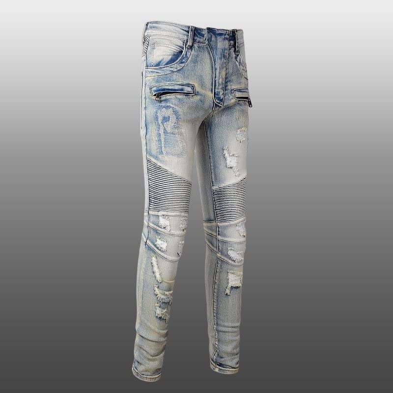 SIDUFHAOPKLL Biker Jeans Skinny Denim Pants for Motorcycle(31 Code)