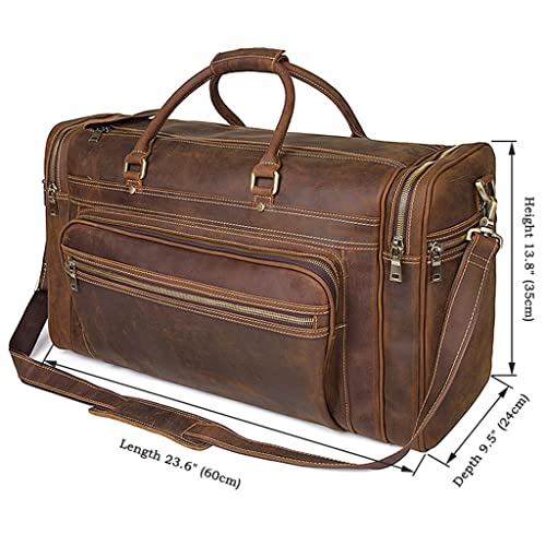 HBJWOV Travel Bag Cow Leather Big Travel Duffel Cowhide Weekend Bag Man Genuine Leather Luggage Bag