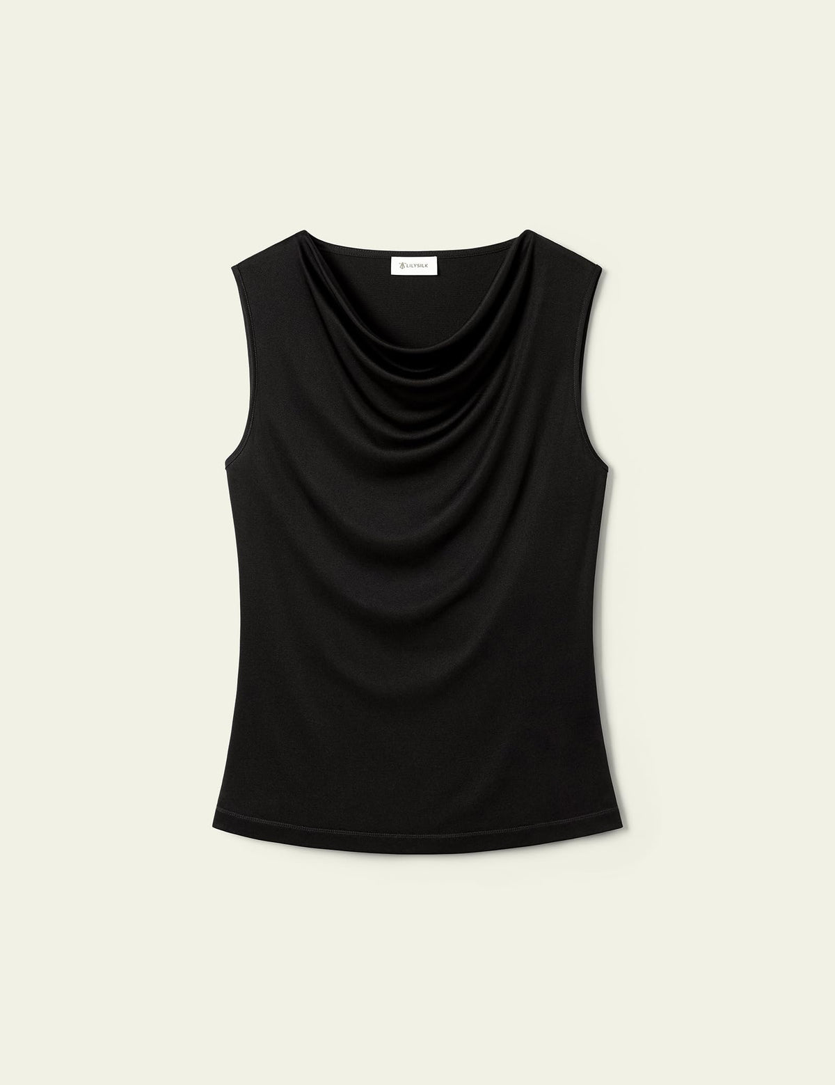 LilySilk Women Pure Silk T-Shirt Sleeveless Slim Fit Cowl Neck Tank Top Silk Jersey Shirt