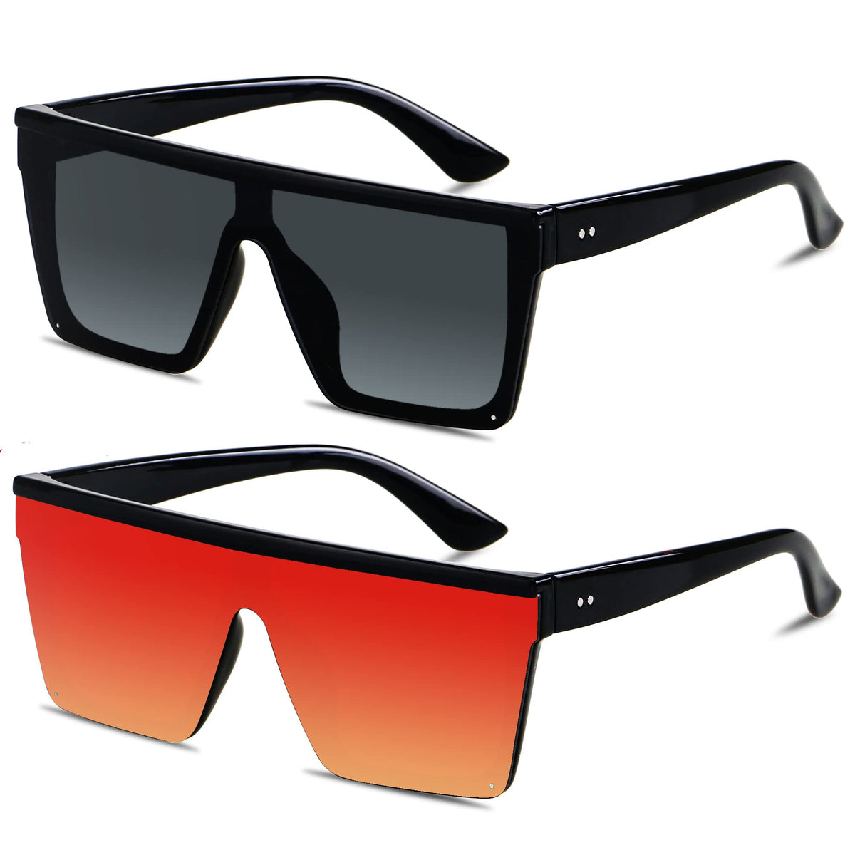 LYZOIT Oversized Square Flat-Top Sunglasses for Men and Women