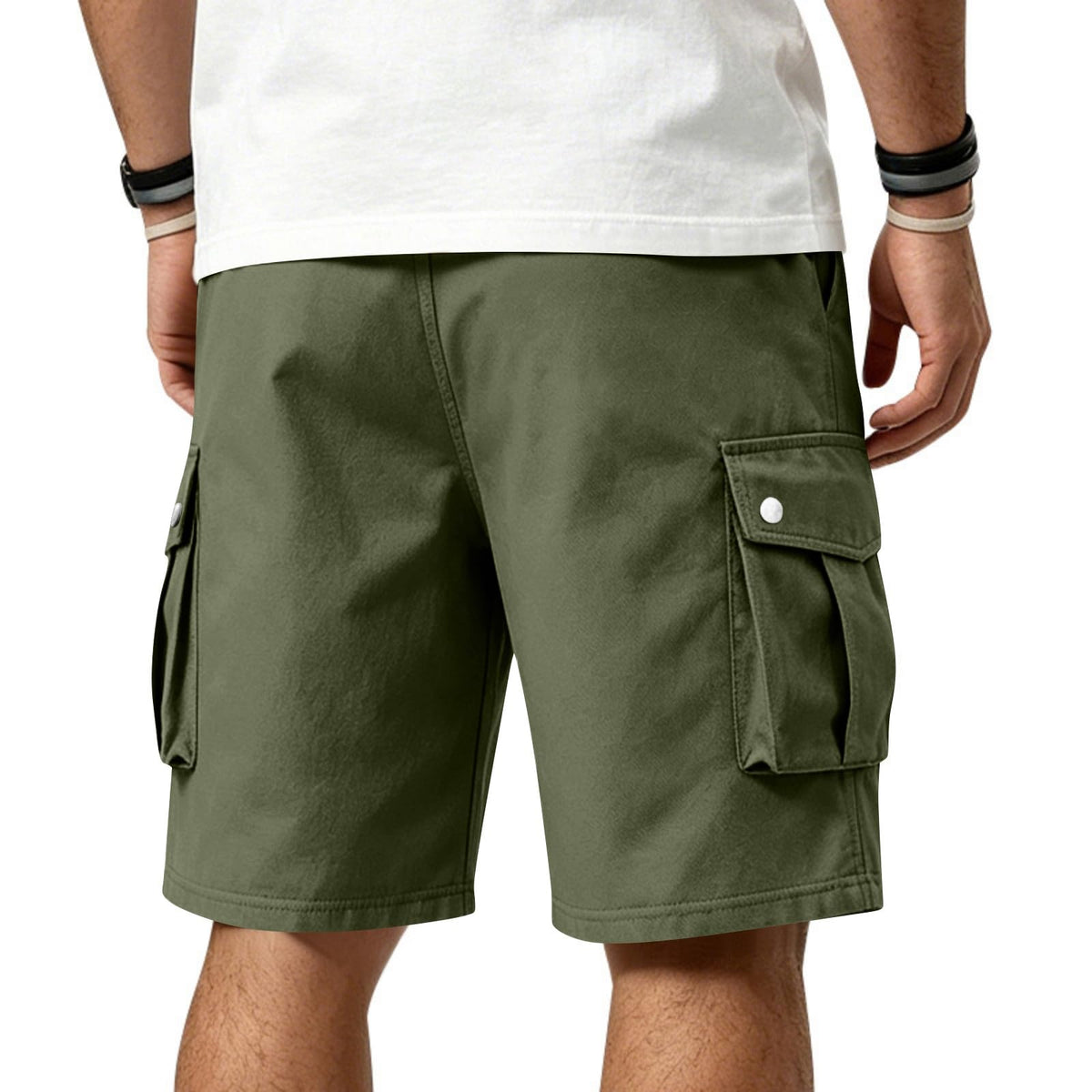 SGYCNGU Cargo Shorts for Men Summer Knee Length Casual Stretch Drawstring Pant Solid Loose Fit Workout Hiking Athletic Shorts