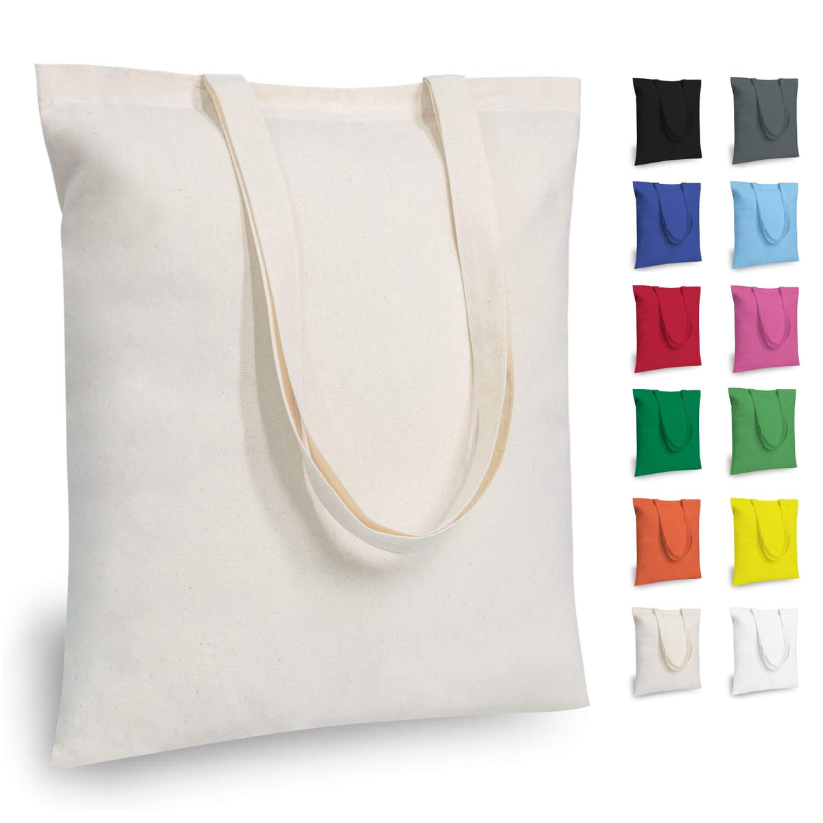 TOPDesign Cotton Tote Bags, Lightweight Medium Reusable Grocery Cloth Bags, for DIY, Advertising, Promotion, Gift, Activity