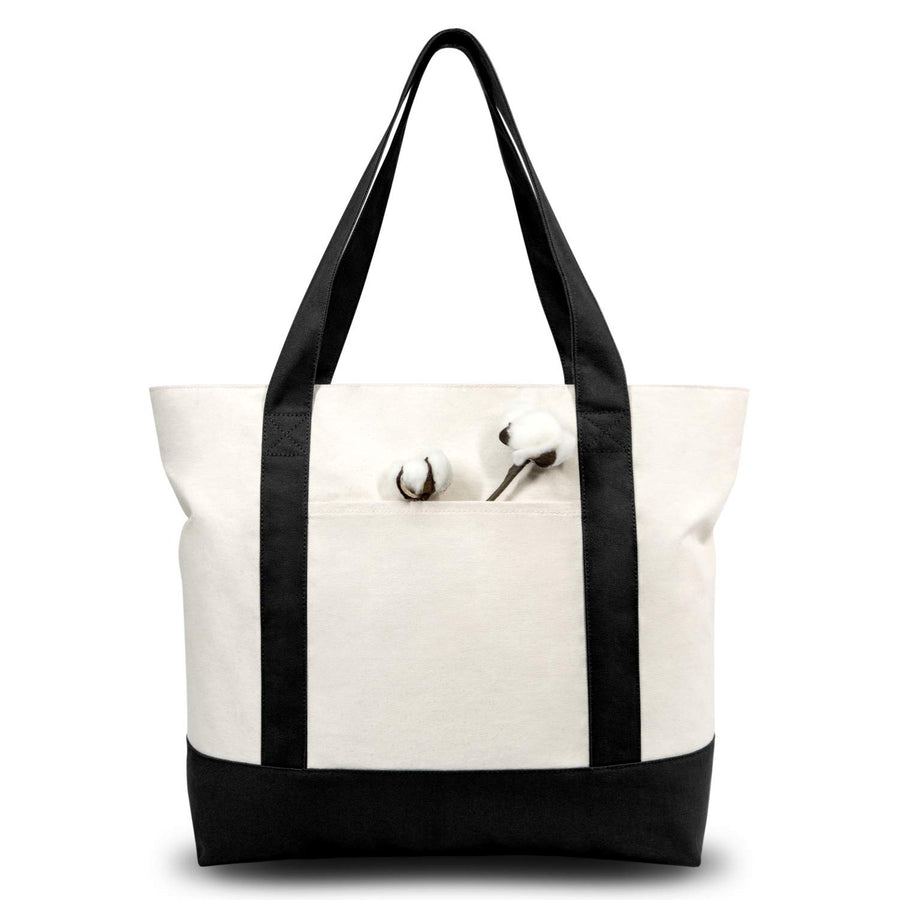 TOPDesign 30-Pack Canvas Tote Bags with Zipper and Pocket