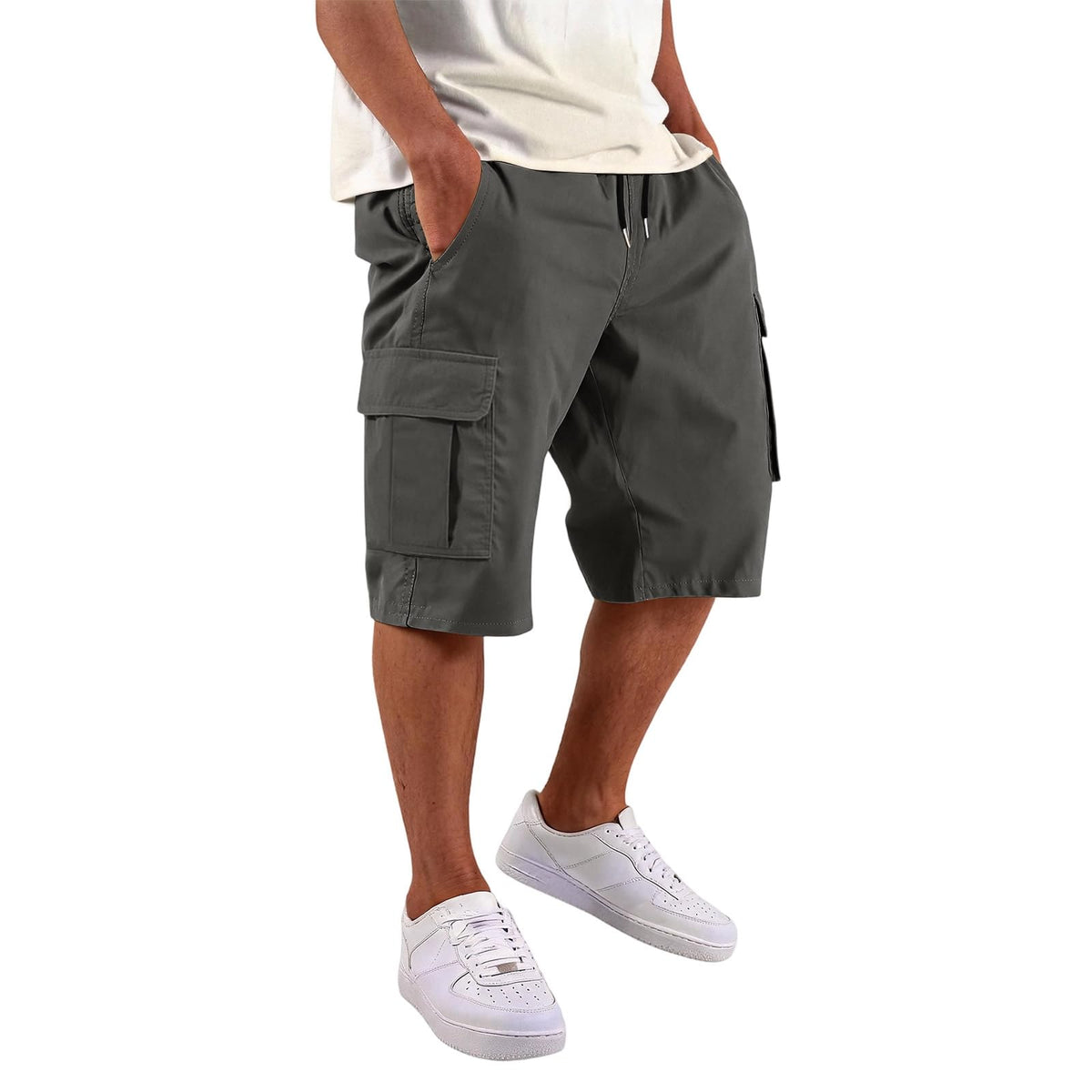 SGYCNGU Men's Stretch Cargo Shorts with Drawstring Waist