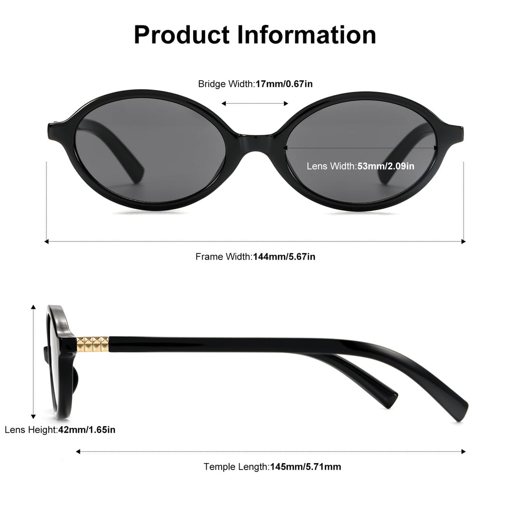 ViewJoy Women's Retro Oval Y2K Vintage Sunglasses