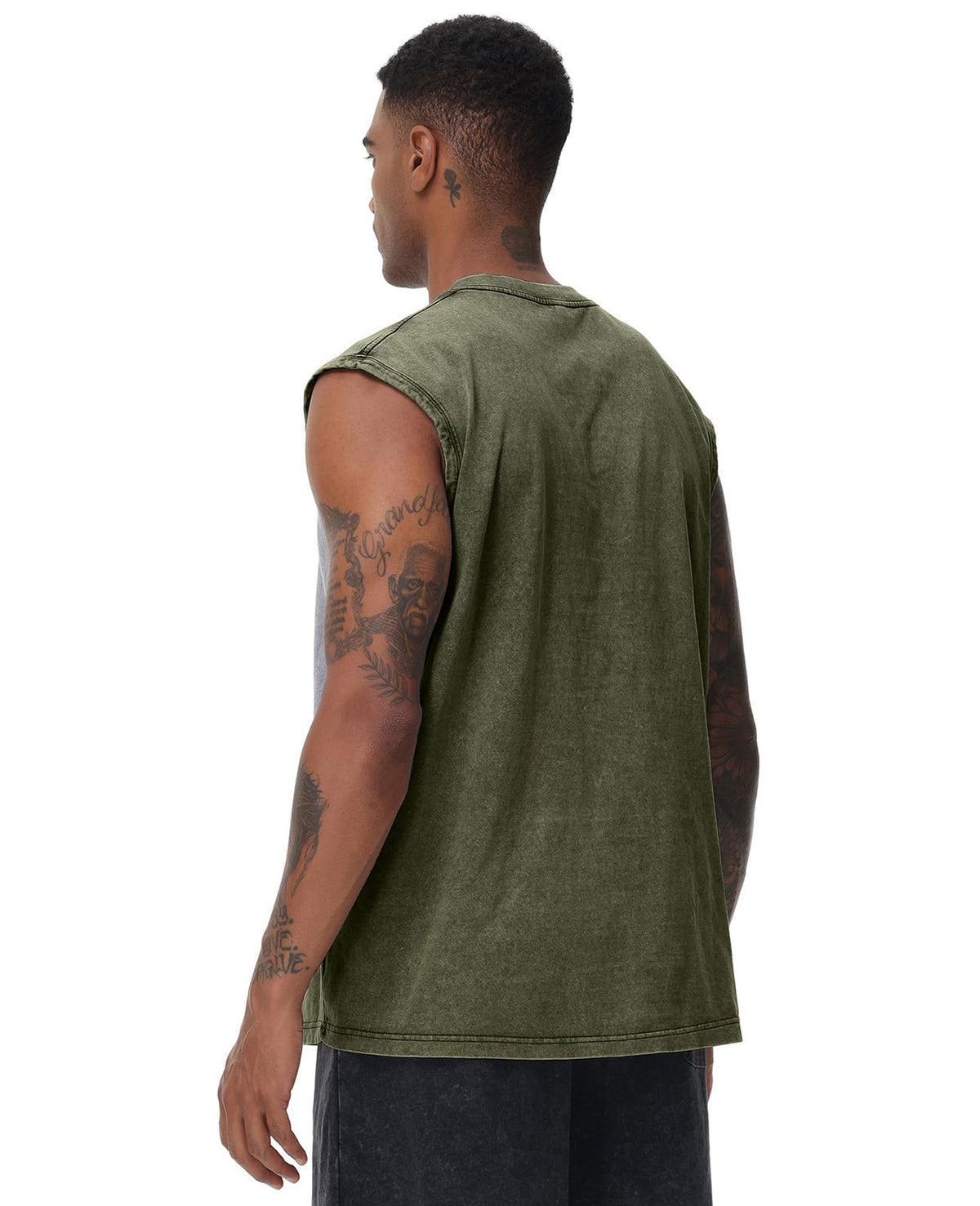 SnowElve Mens Workout Tank Tops Sleeveless Tee Shirts Men Muscle Shirt Gym Acid Wash T Shirts Running Beach Loose Fit Tee