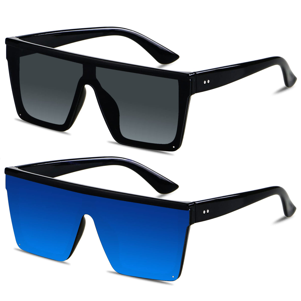 LYZOIT Oversized Square Flat-Top Sunglasses for Men and Women