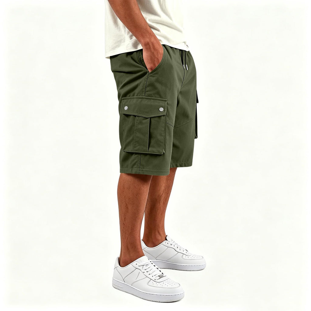 SGYCNGU Cargo Shorts for Men Summer Knee Length Casual Stretch Drawstring Pant Solid Loose Fit Workout Hiking Athletic Shorts