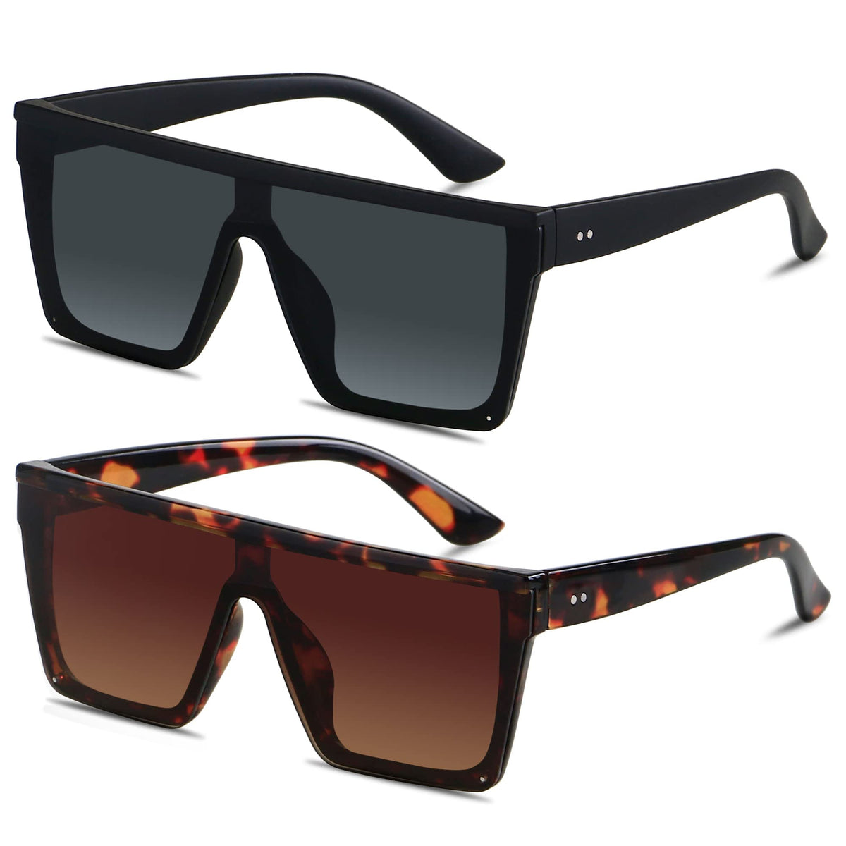 LYZOIT Oversized Square Flat-Top Sunglasses for Men and Women