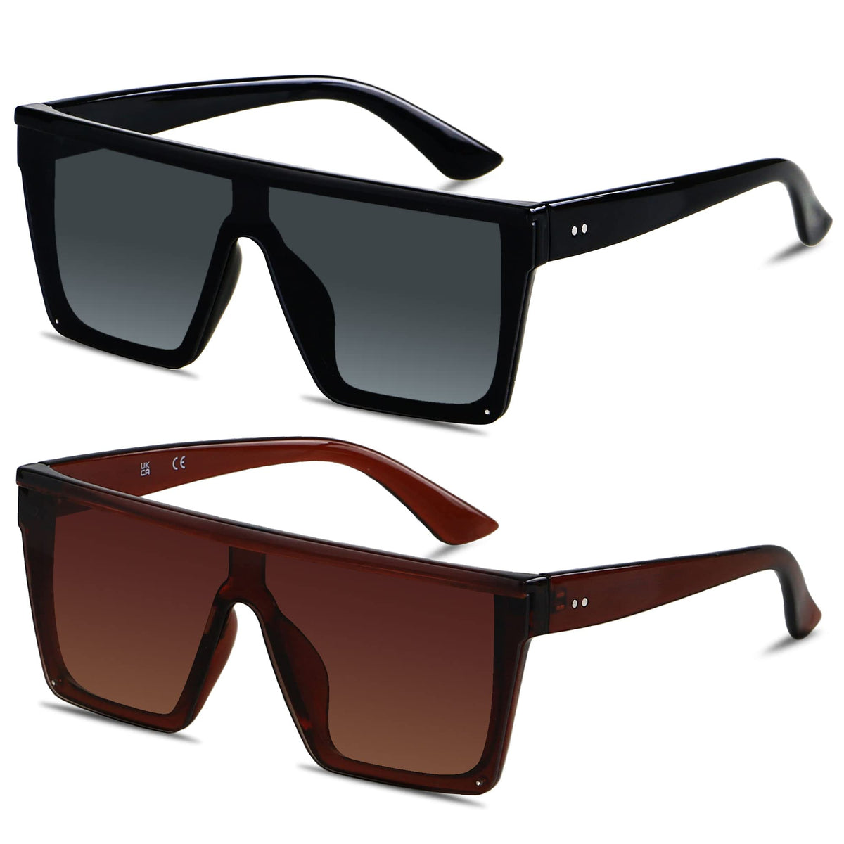 LYZOIT Oversized Square Flat-Top Sunglasses for Men and Women