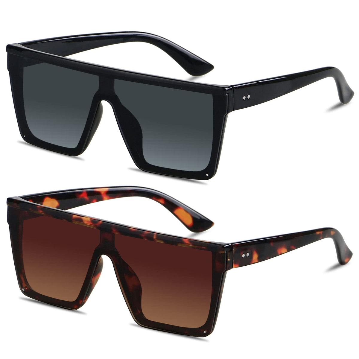 LYZOIT Oversized Square Flat-Top Sunglasses for Men and Women