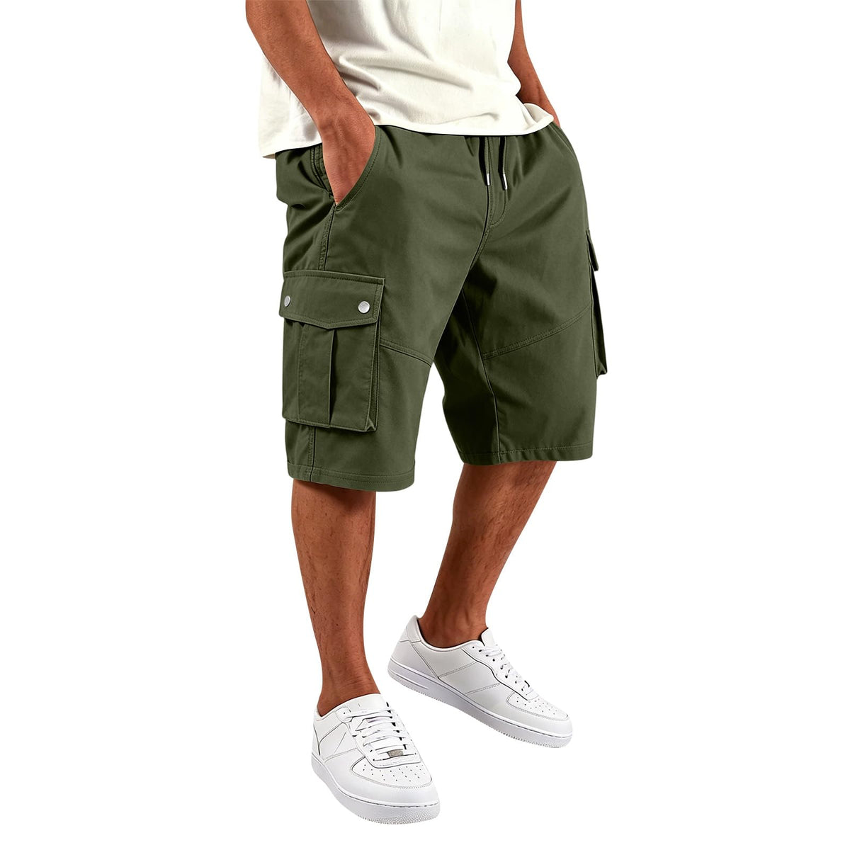SGYCNGU Men's Stretch Cargo Shorts with Drawstring Waist