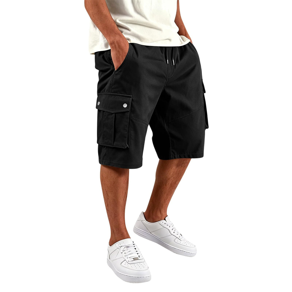 SGYCNGU Men's Stretch Cargo Shorts with Drawstring Waist