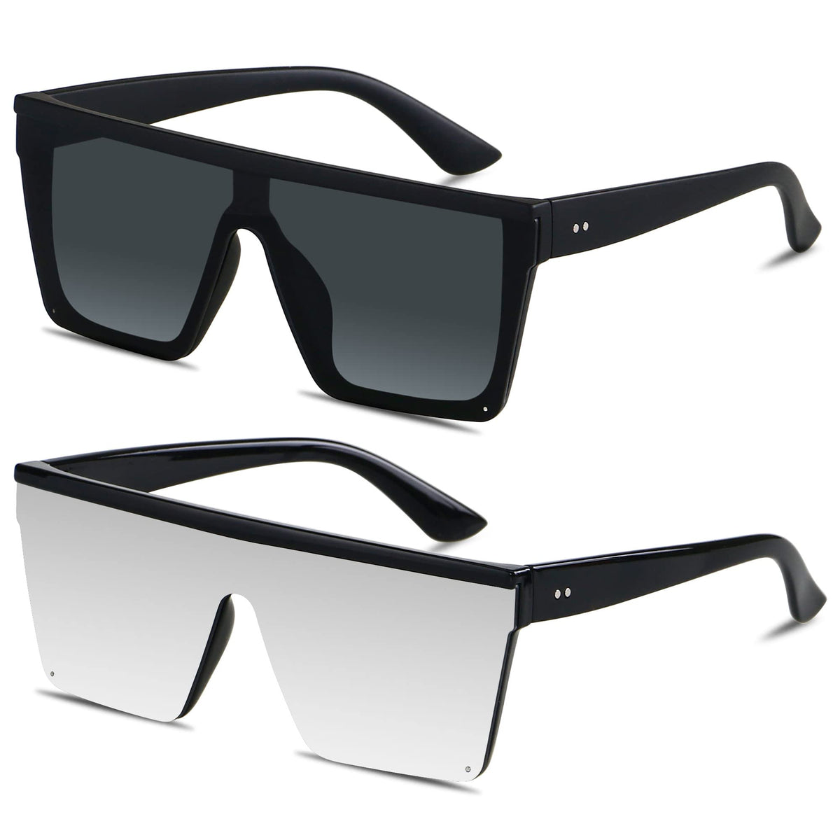LYZOIT Oversized Square Flat-Top Sunglasses for Men and Women