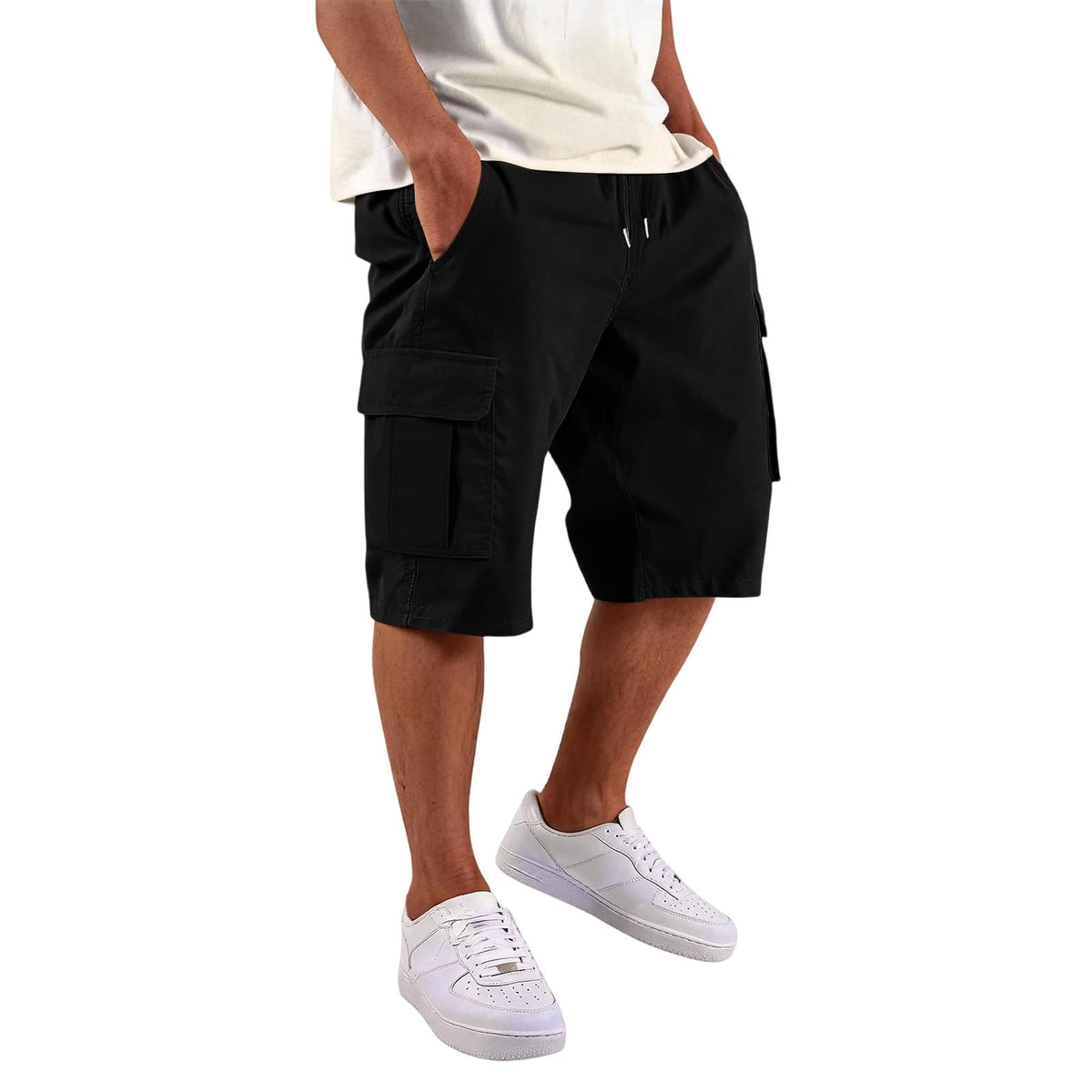 SGYCNGU Men's Stretch Cargo Shorts with Drawstring Waist