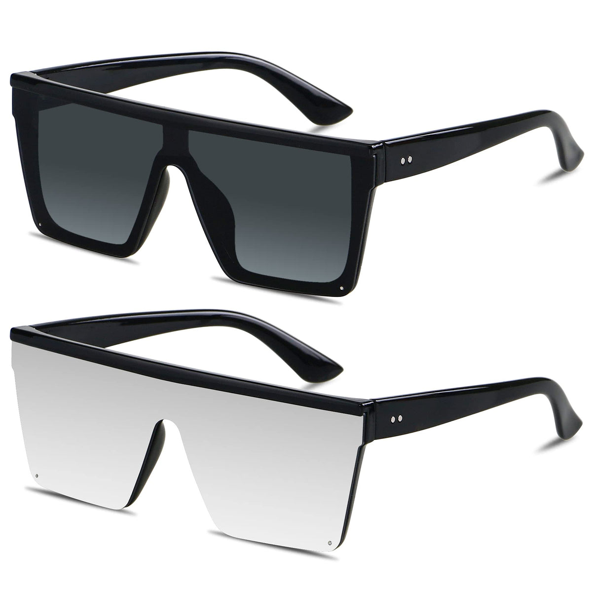 LYZOIT Oversized Square Flat-Top Sunglasses for Men and Women