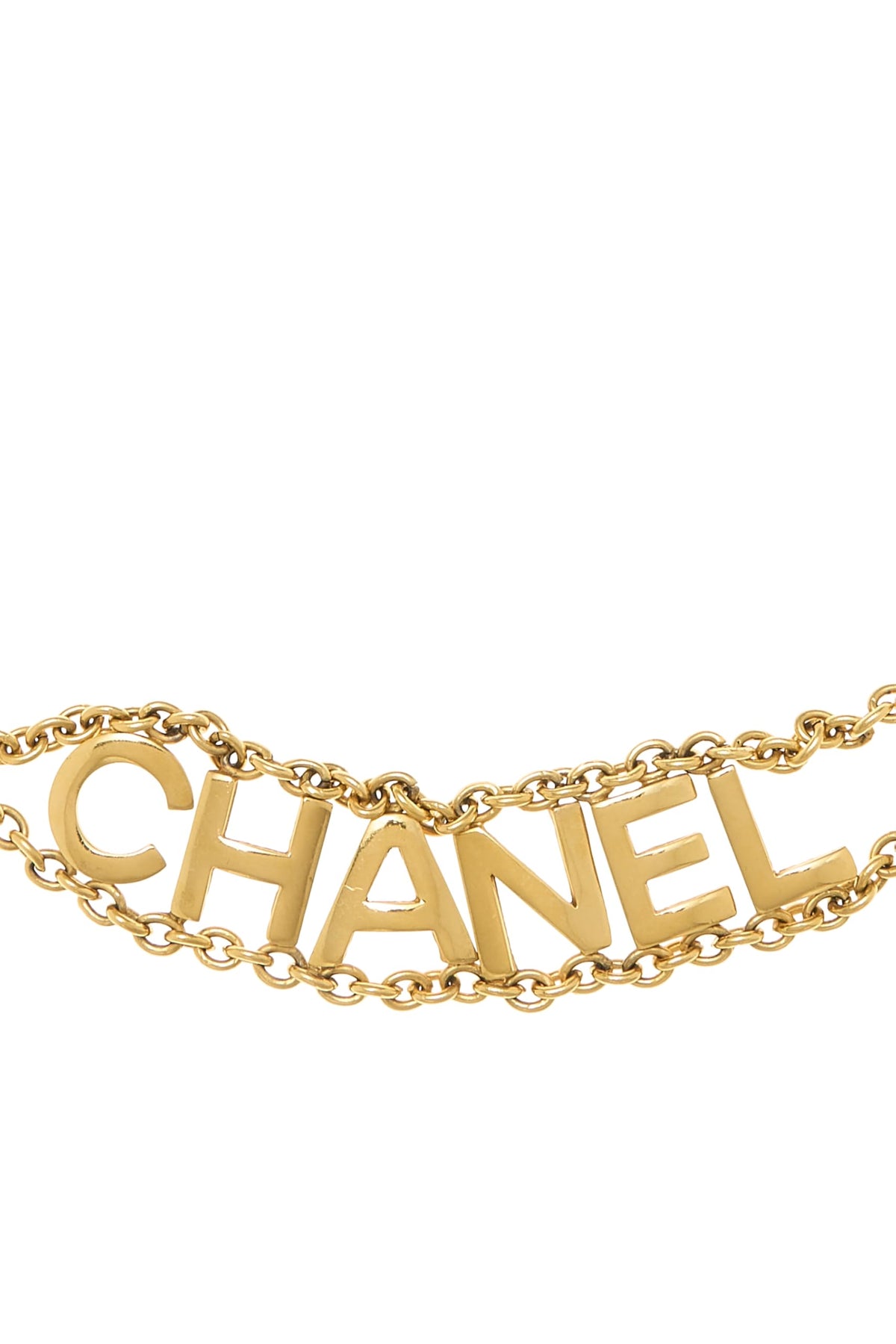 Chanel Pre-Loved Gold Hammered Logo Chain Belt for Women