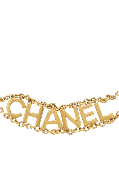Chanel Pre-Loved Gold Hammered Logo Chain Belt for Women