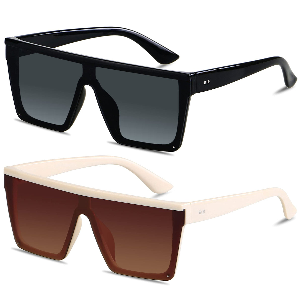 LYZOIT Oversized Square Flat-Top Sunglasses for Men and Women