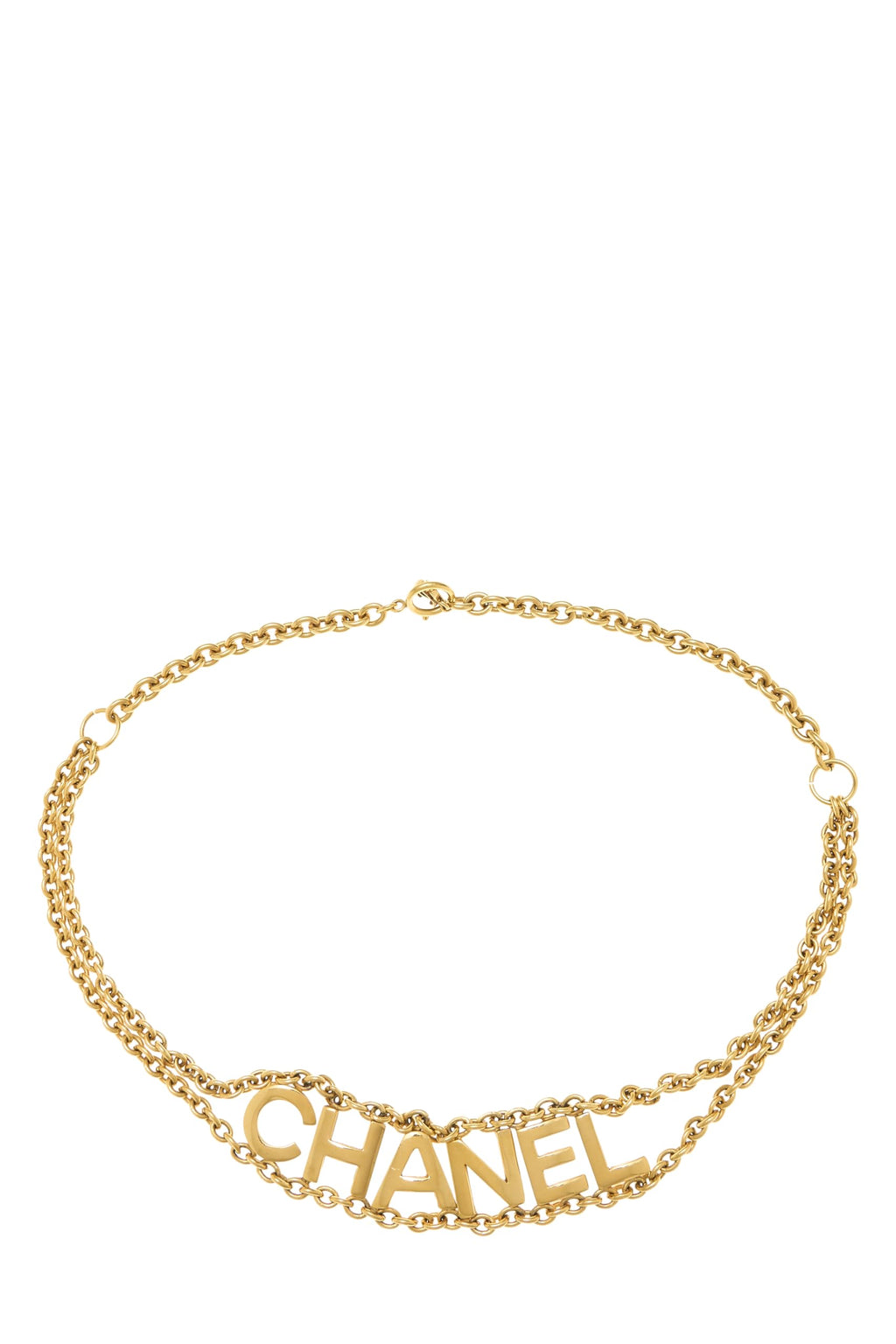 Chanel Pre-Loved Gold Hammered Logo Chain Belt for Women