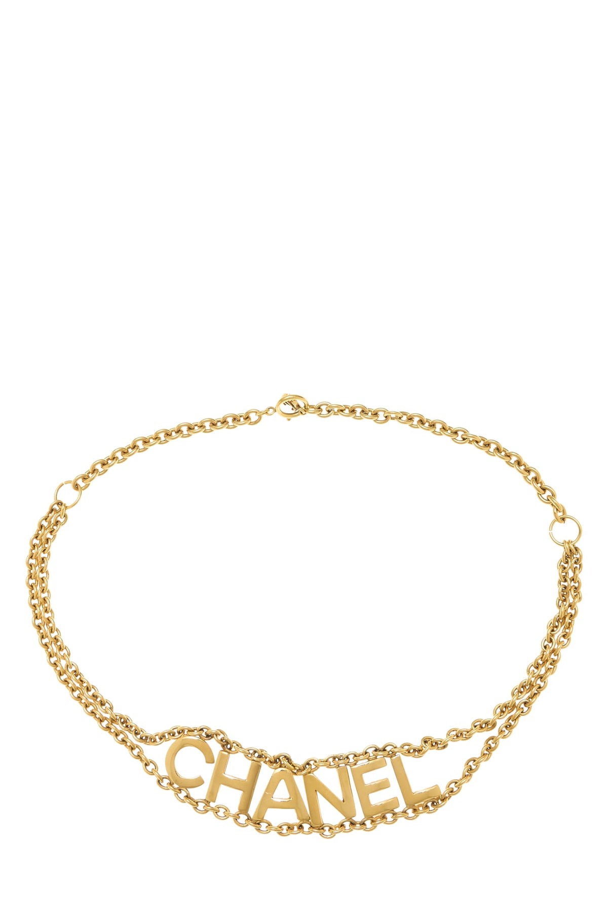 Chanel Pre-Loved Gold Hammered Logo Chain Belt for Women
