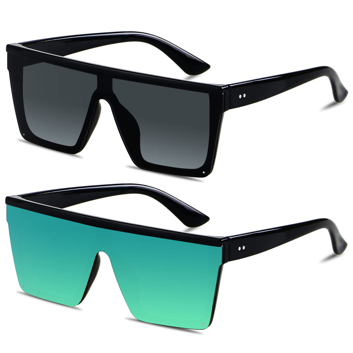 LYZOIT Oversized Square Flat-Top Sunglasses for Men and Women