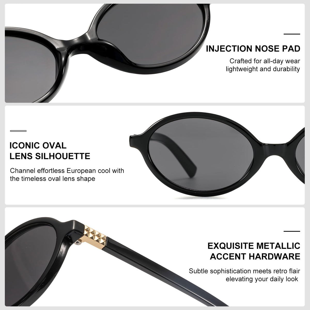 ViewJoy Women's Retro Oval Y2K Vintage Sunglasses