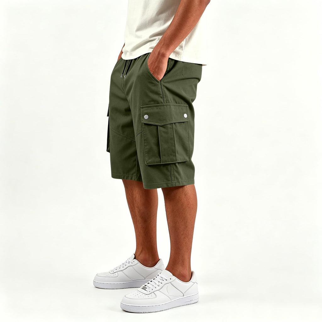 SGYCNGU Cargo Shorts for Men Summer Knee Length Casual Stretch Drawstring Pant Solid Loose Fit Workout Hiking Athletic Shorts