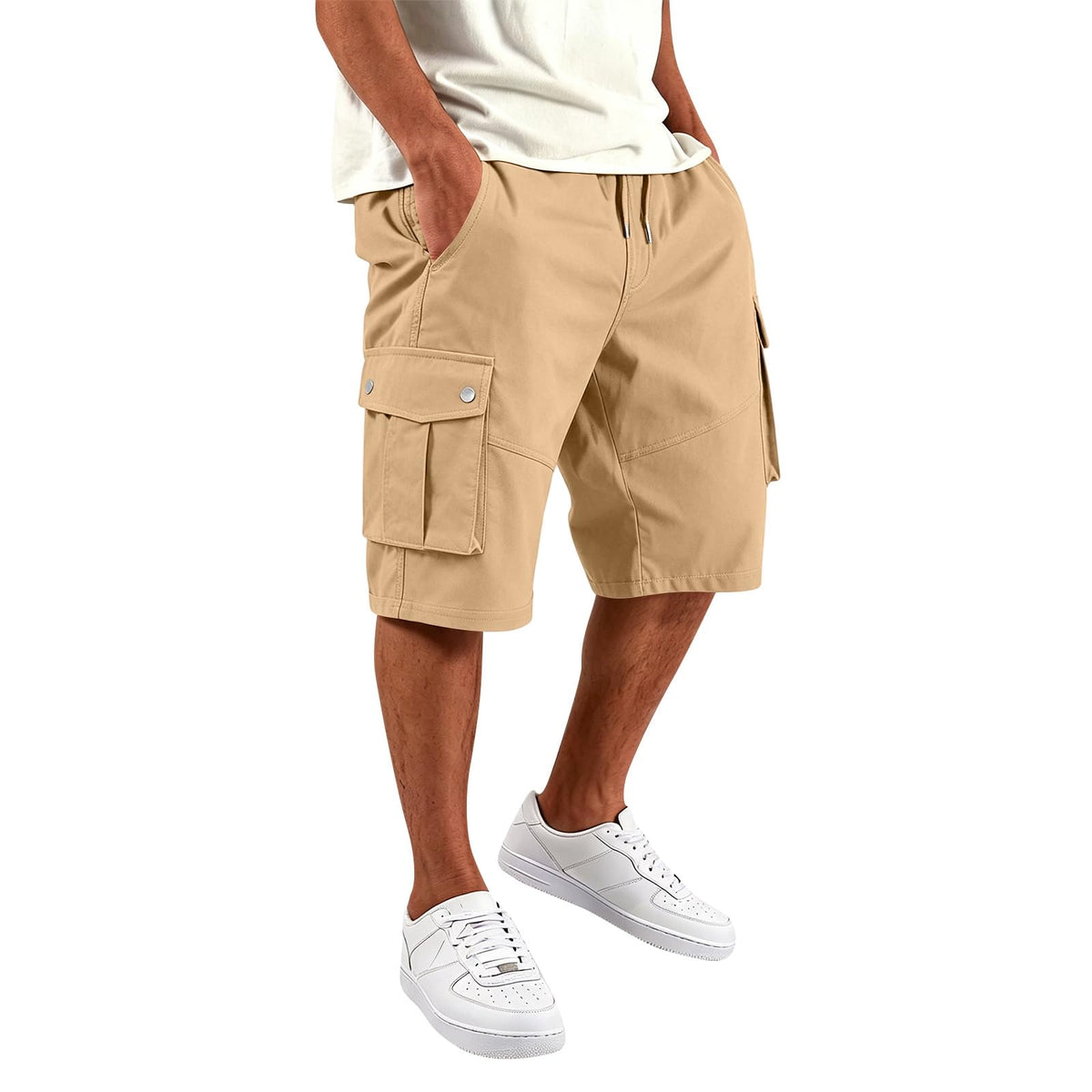 SGYCNGU Men's Stretch Cargo Shorts with Drawstring Waist