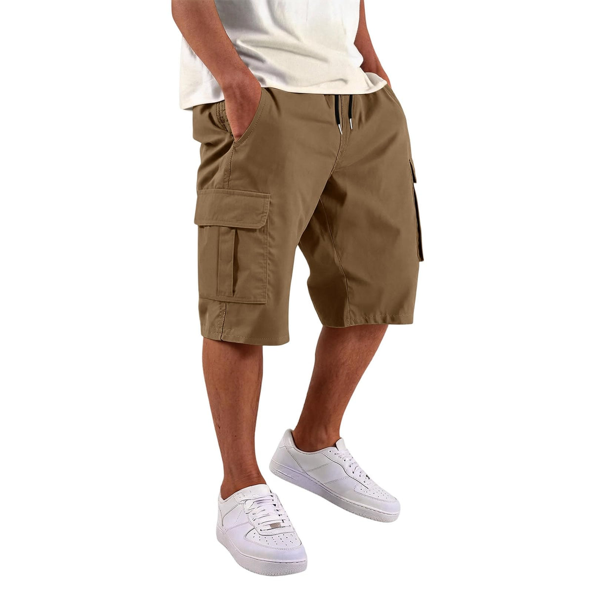 SGYCNGU Men's Stretch Cargo Shorts with Drawstring Waist