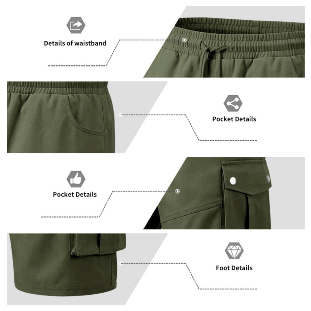 SGYCNGU Cargo Shorts for Men Summer Knee Length Casual Stretch Drawstring Pant Solid Loose Fit Workout Hiking Athletic Shorts