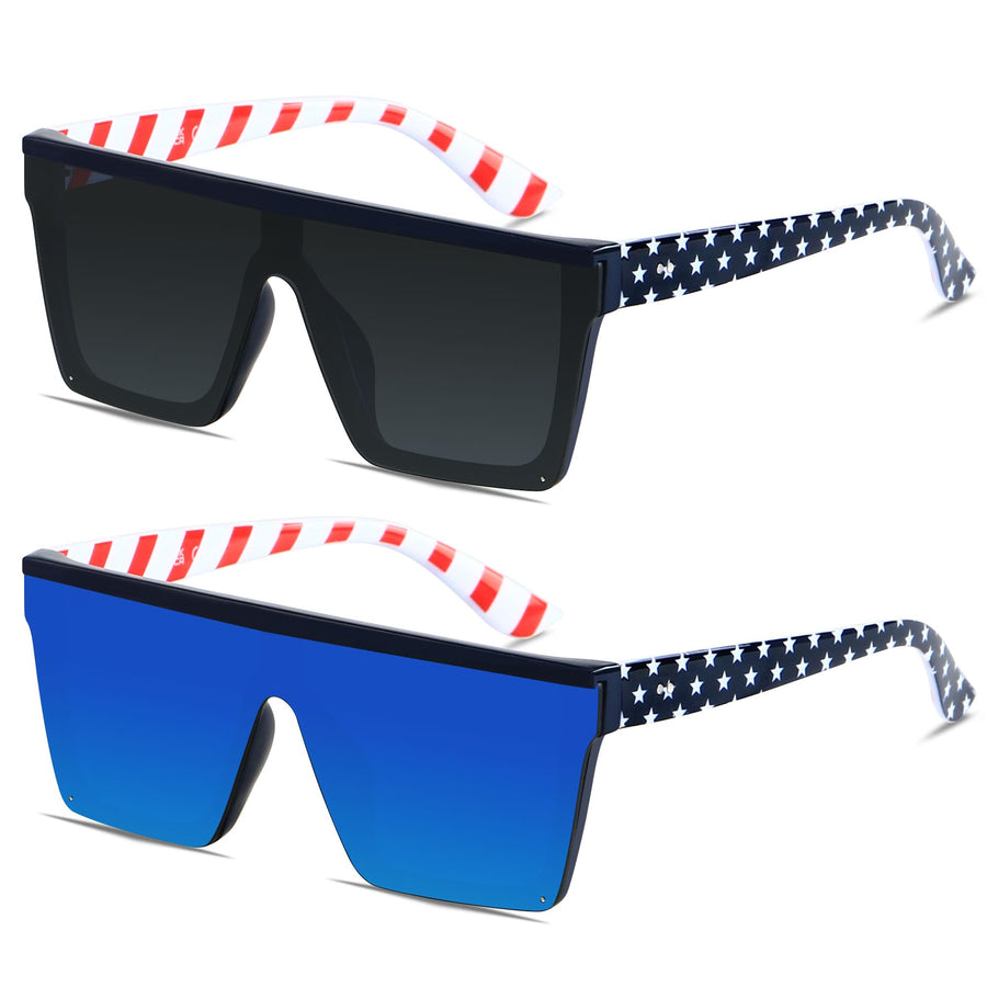 LYZOIT Oversized Square Flat-Top Sunglasses for Men and Women